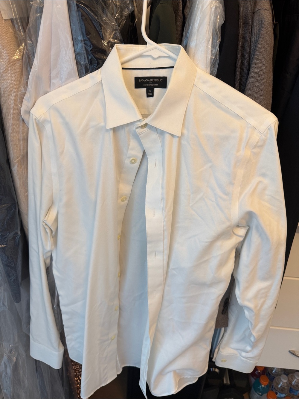 Banana Republic Men's White Dress Shirt - Non Iron Slim Fit